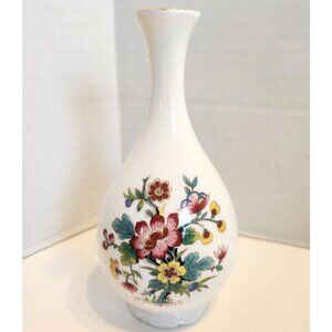Coalport Ceramic Bud Vase Multicolor Floral Design Gold Rim Vintage England SEE